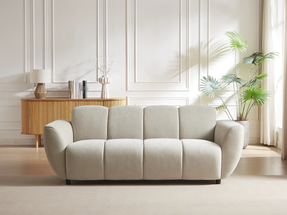 Canapé CLOUD 3 places en tissu beige effet matelassé - JULORI