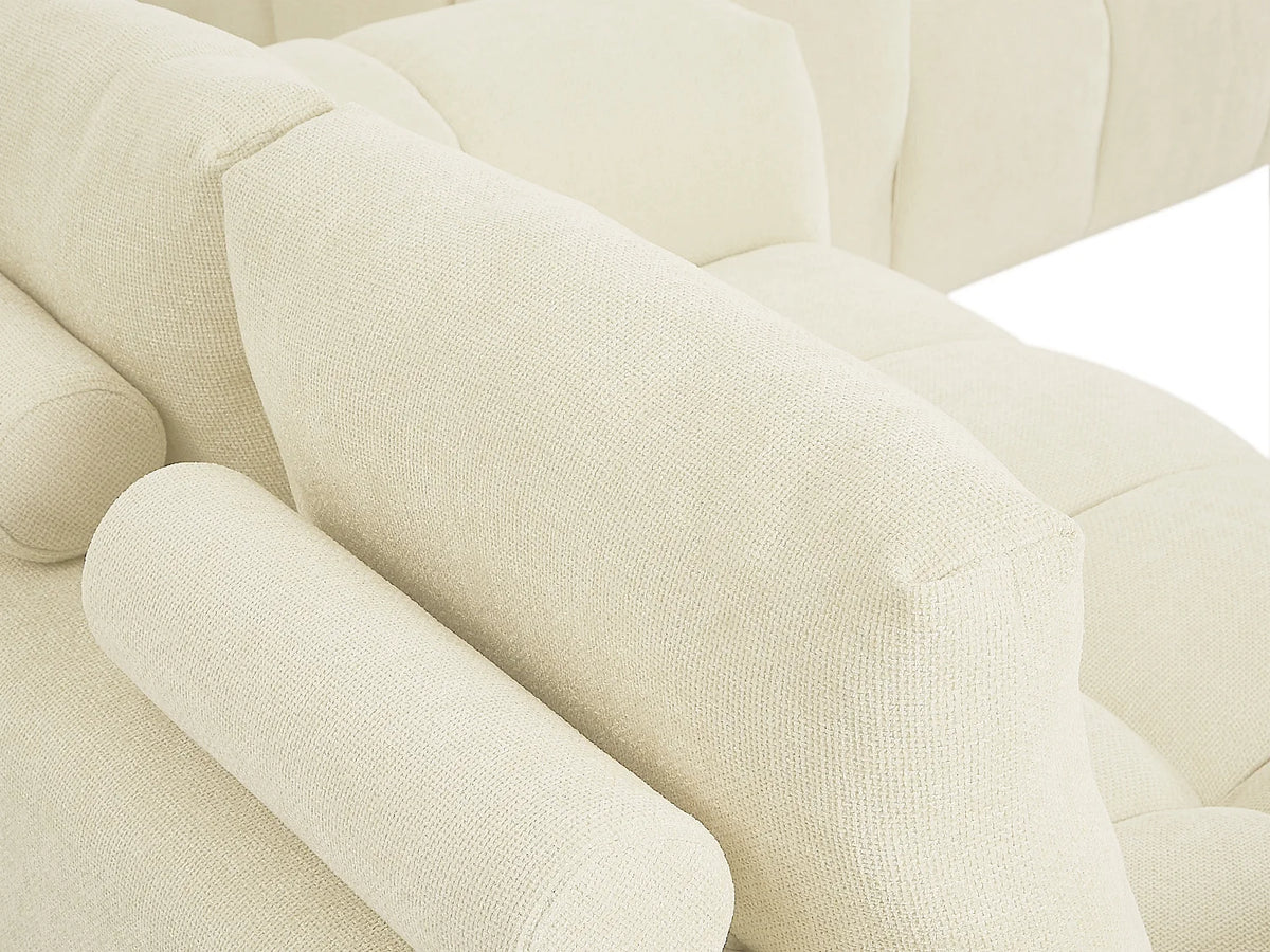 Canapé CLOUD Japandi 3 places en tissu texturé beige - BERENIA