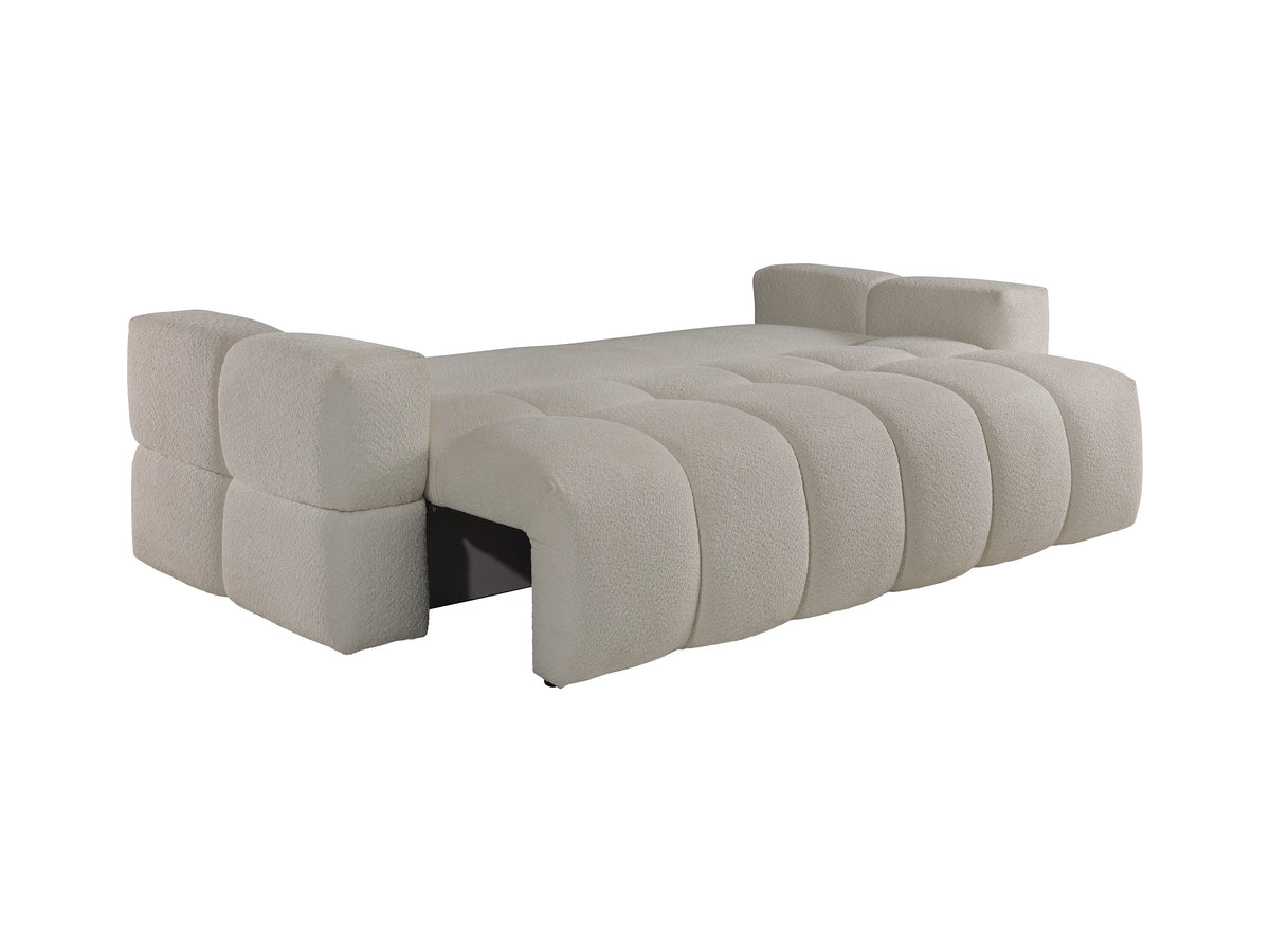 Canapé CLOUD 3 places convertible en tissu bouclette beige - ISSORO
