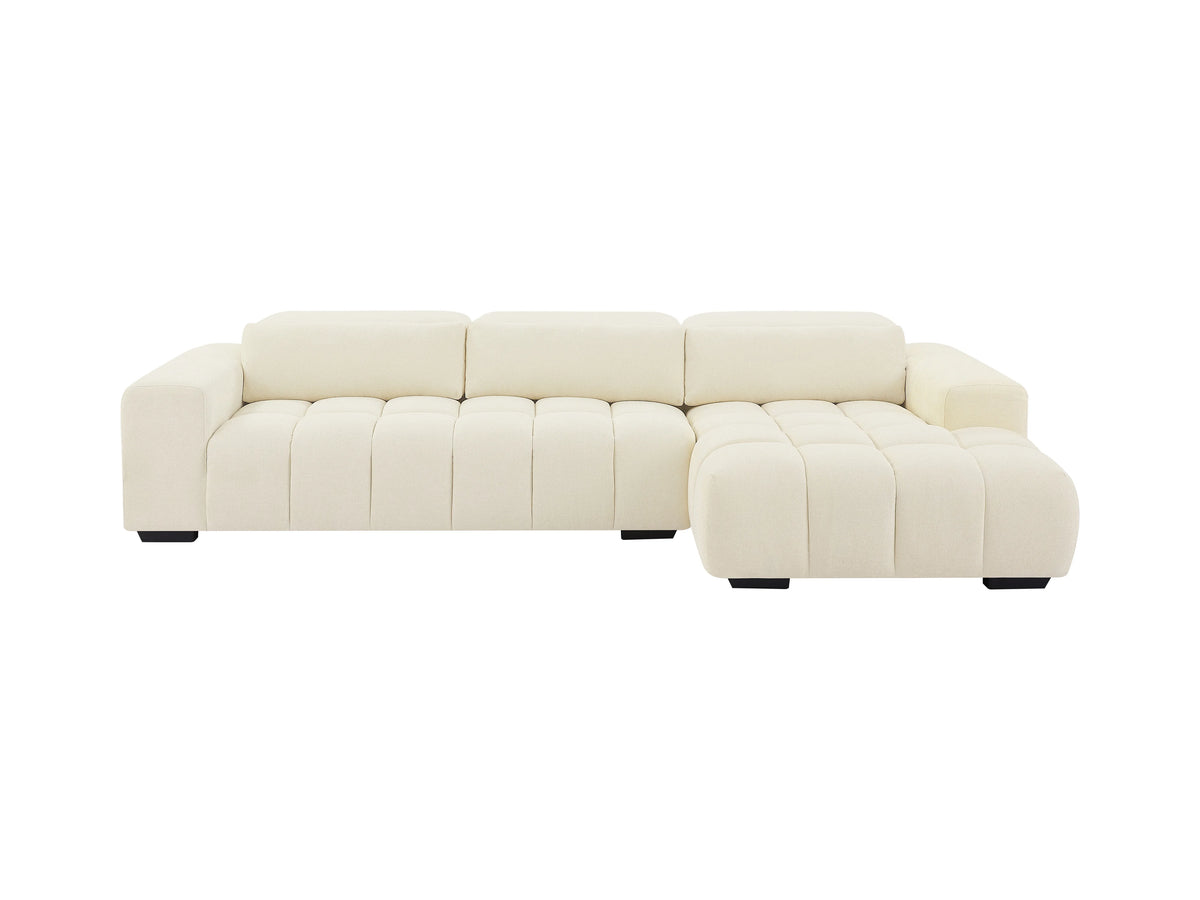 Grand Canapé CLOUD d'angle droit en tissu texturé beige - LOPONZA
