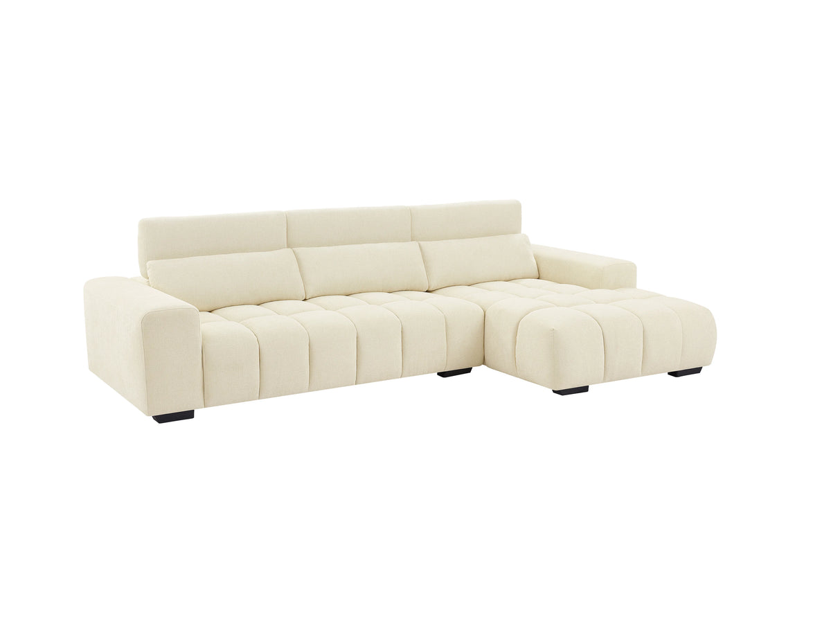 Grand Canapé CLOUD d'angle droit en tissu texturé beige - LOPONZA