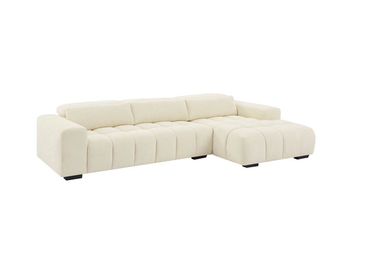 Grand Canapé CLOUD d'angle droit en tissu texturé beige - LOPONZA