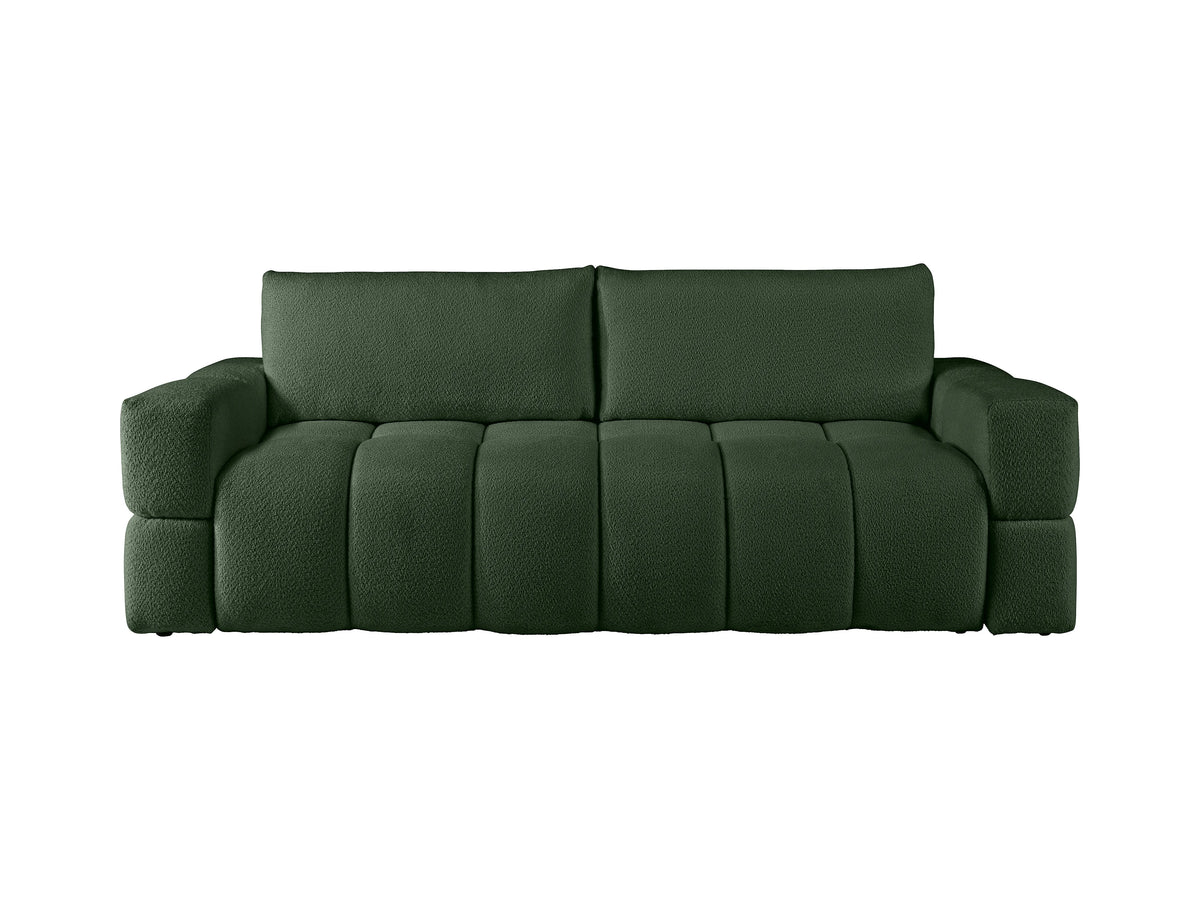 Canapé CLOUD 3 places convertible en tissu bouclette vert - ISSORO