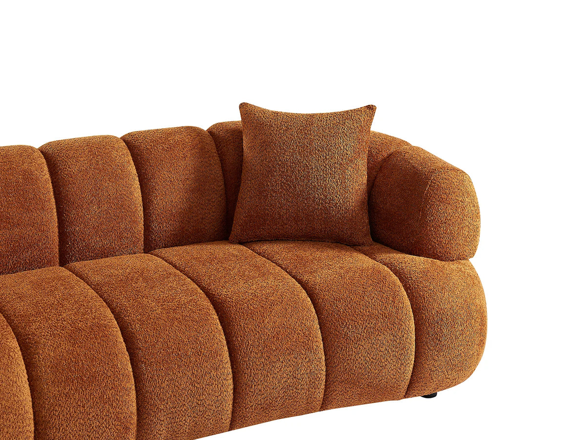 Canapé CLOUD Design à 3 places en tissu bouclette terracotta - COLIANI