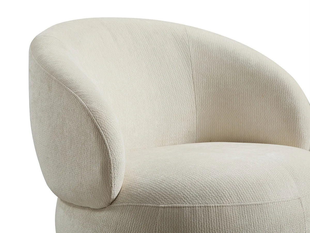 Fauteuil CLOUD rotatif en tissu texturé beige - LACAZO
