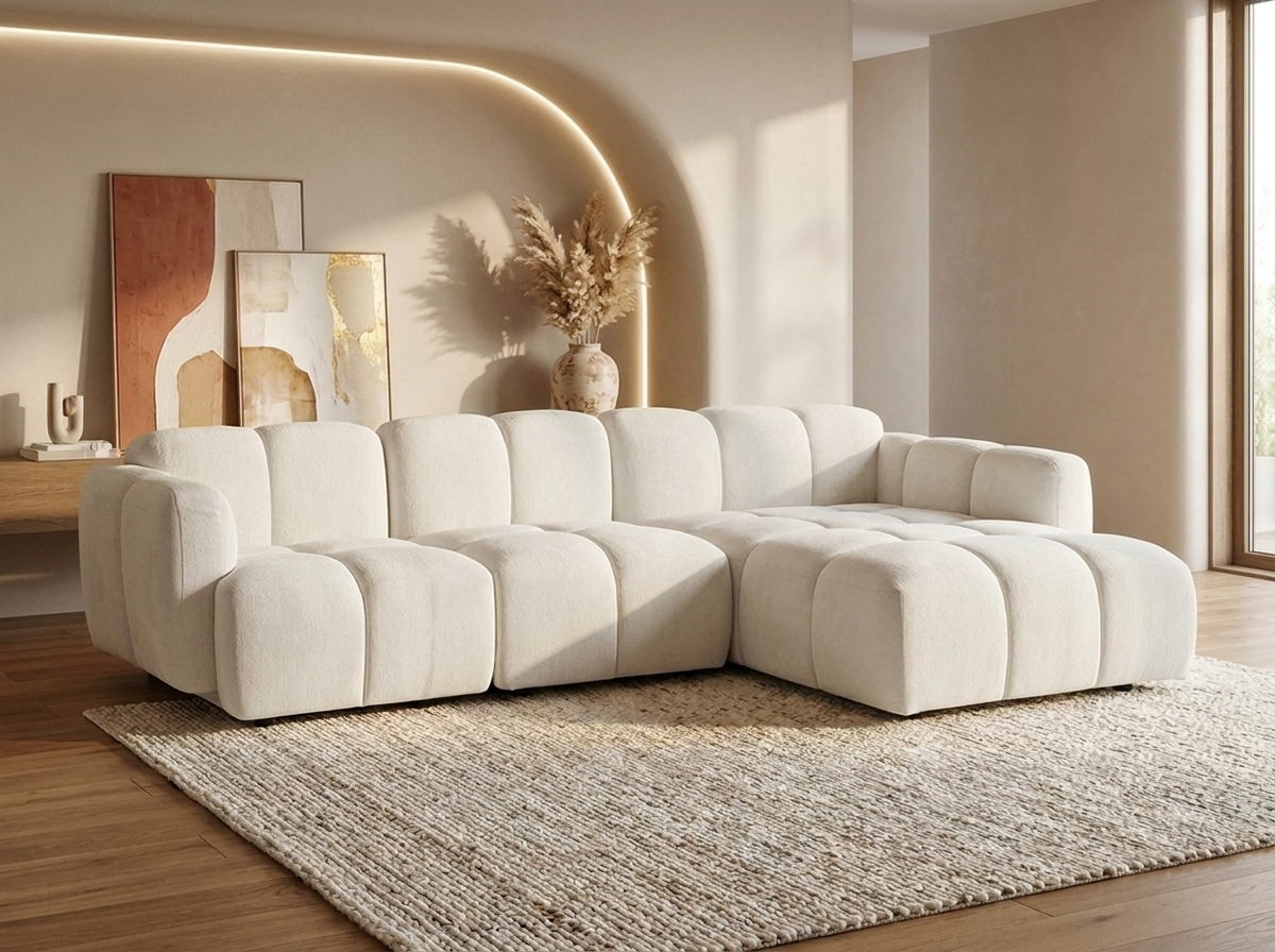 Canapé CLOUD d'angle modulable 4 places blanc cassé - CARLIVI