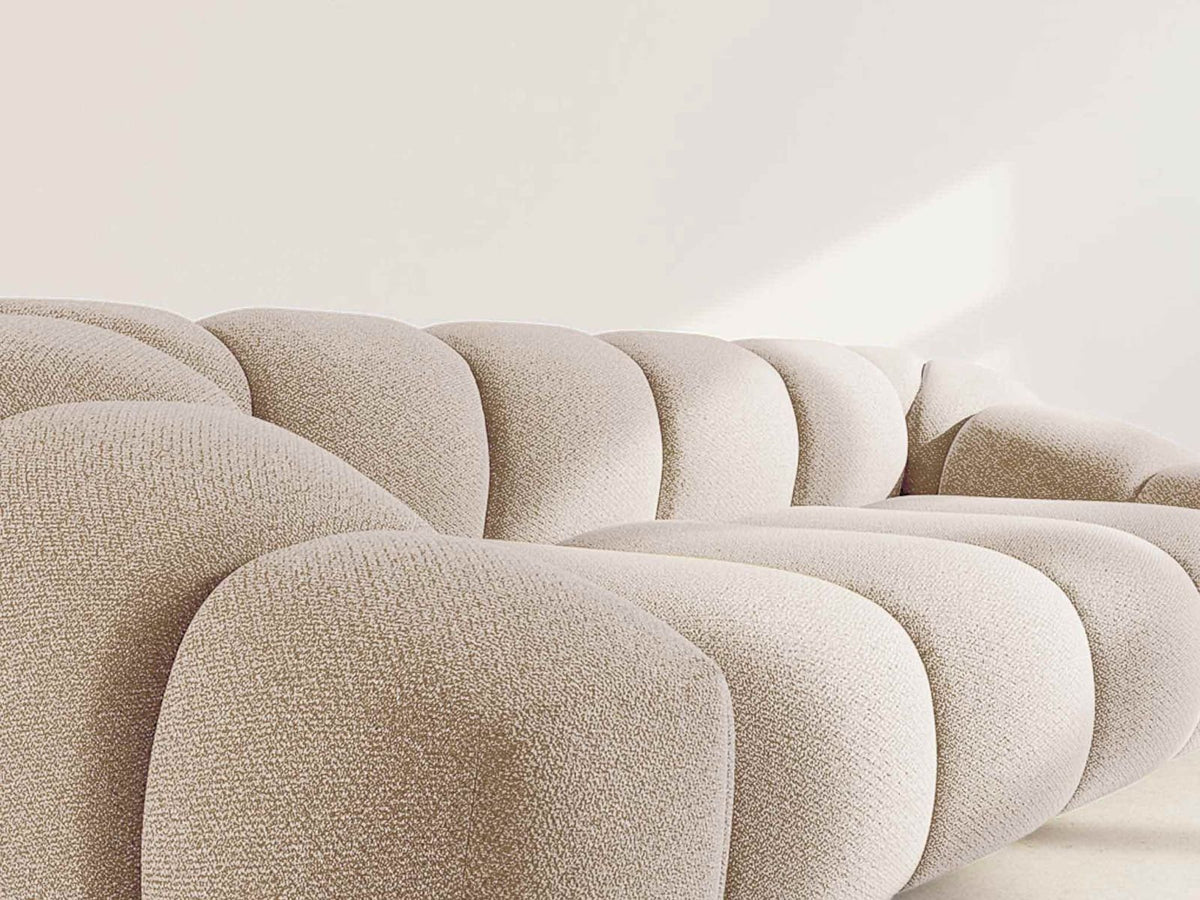 Canapé CLOUD 3 places en velours texturé beige - AVA