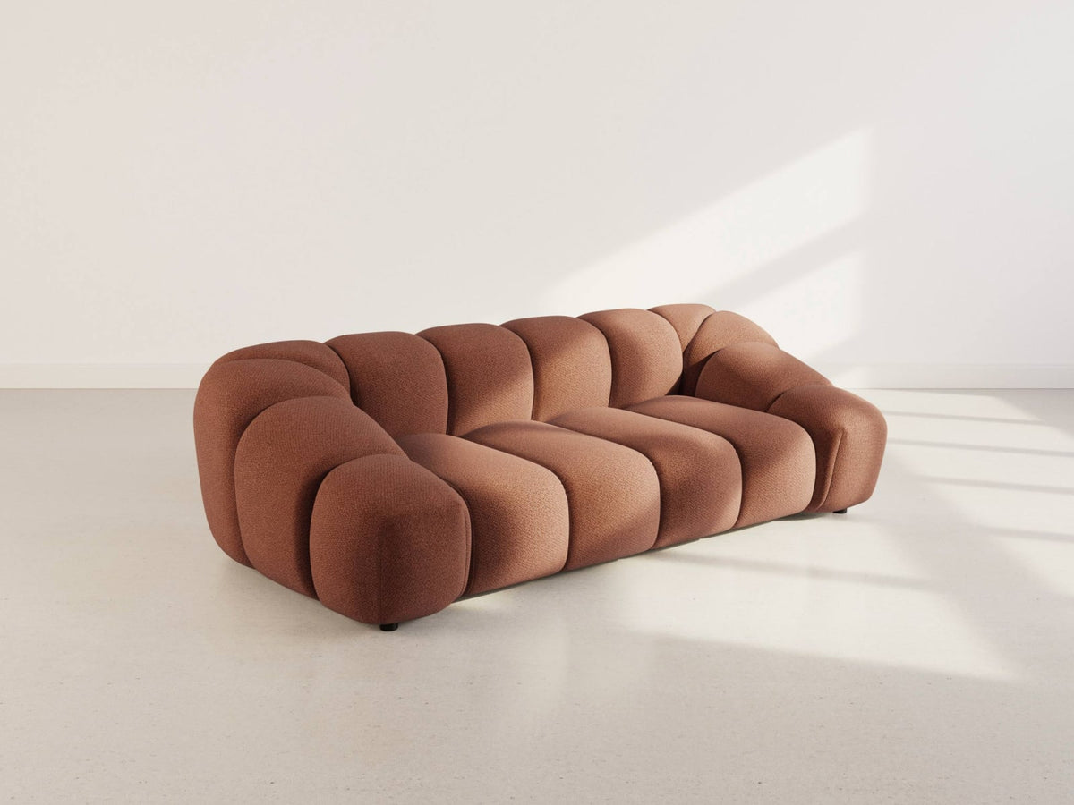 Canapé CLOUD 3 places en velours texturé terracotta - AVA