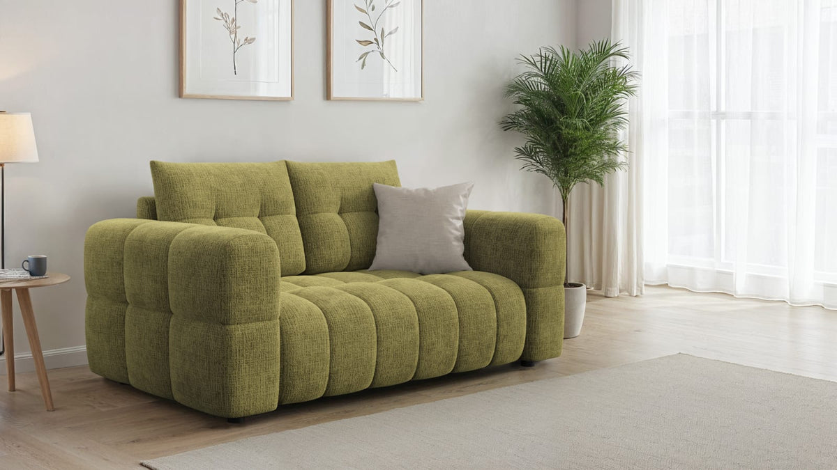 Canapé CLOUD 2 places en tissu chenille vert olive - CLOUDI