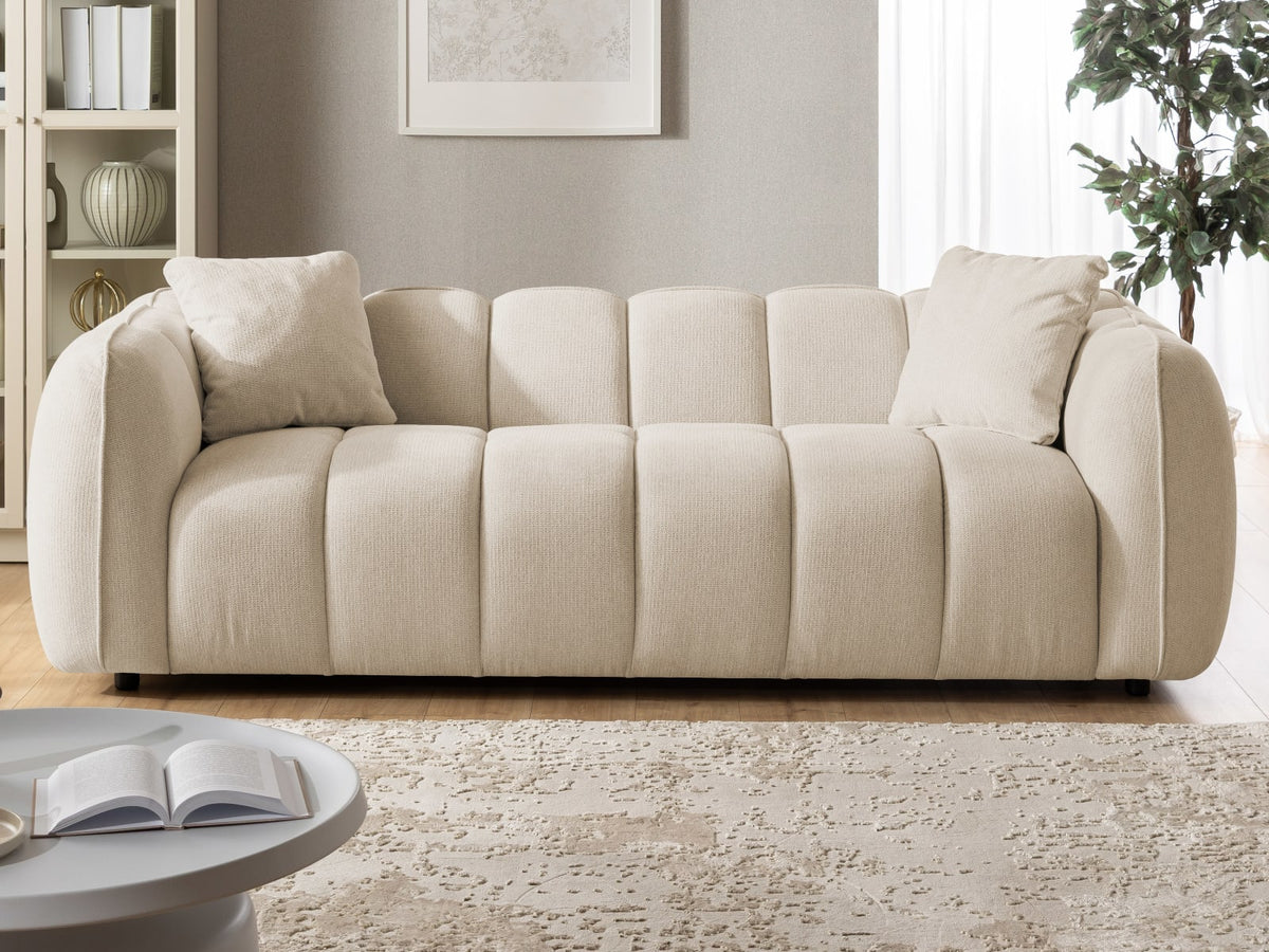 Canapé CLOUD 3 places en tissu structuré beige clair - NUBIRA