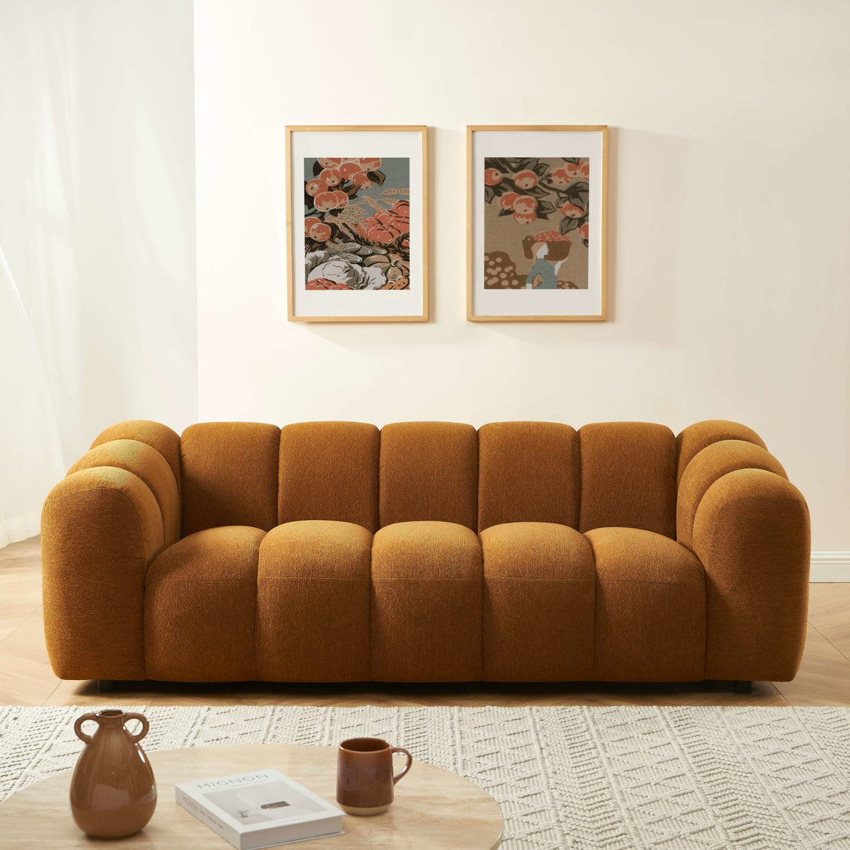 Canapé CLOUD 3 places en tissu tweed bronze - SUNNY