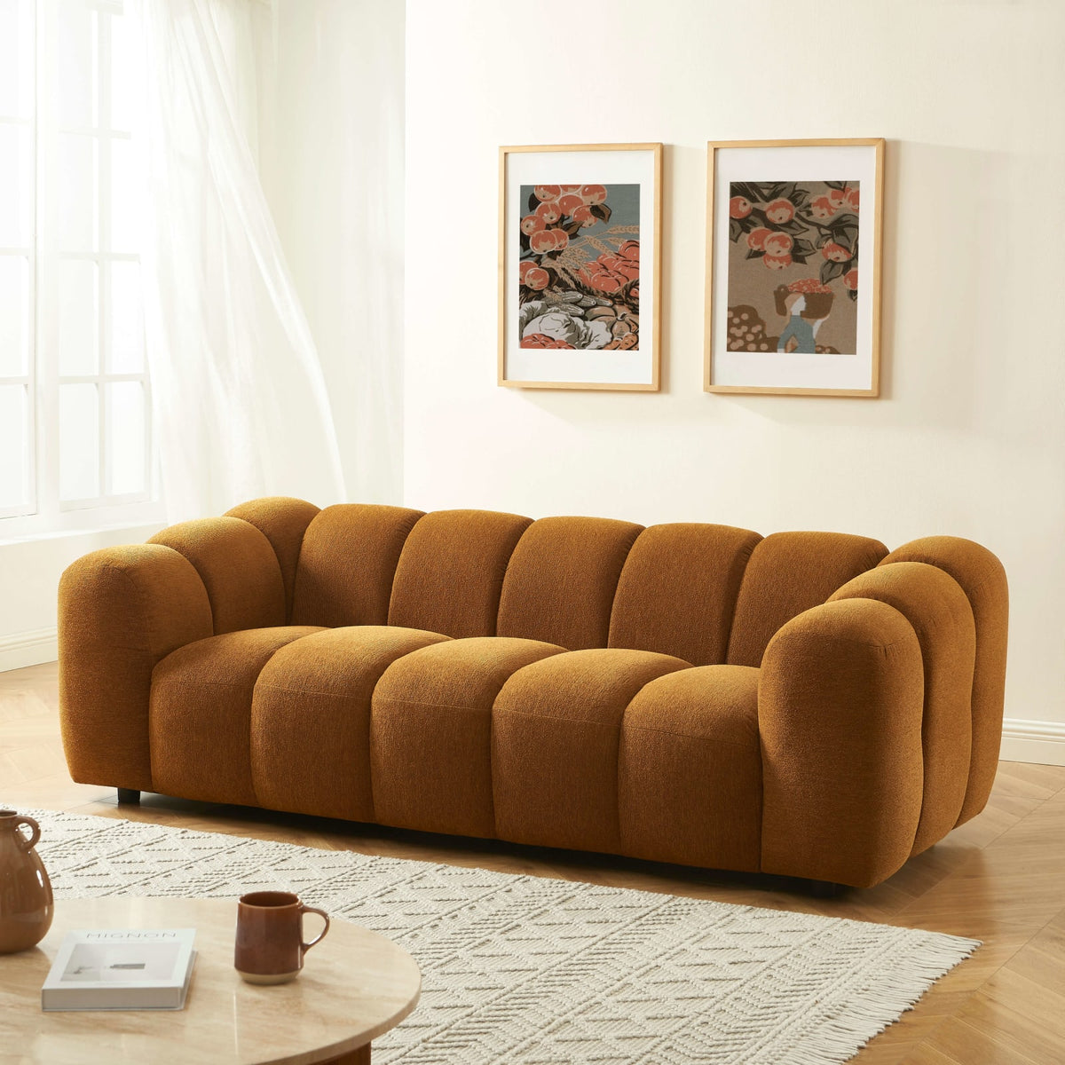 Canapé CLOUD 3 places en tissu tweed bronze - SUNNY