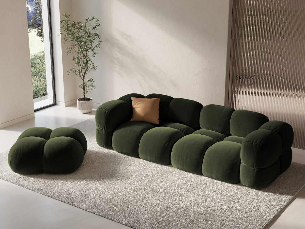 Canapé CLOUD 4 places en velours vert - LORETTO
