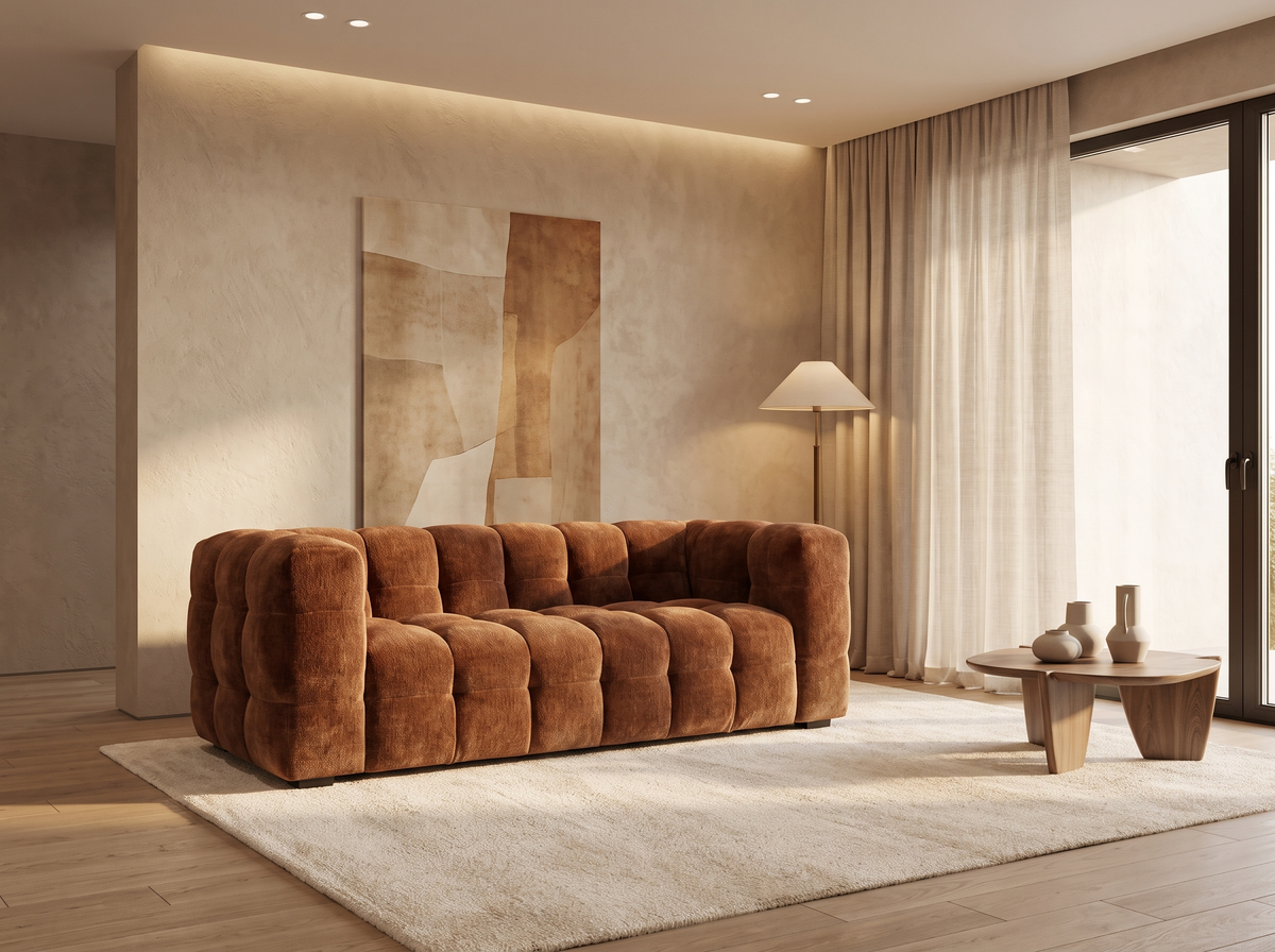 Canapé CLOUD 2 places en velours bronze - LILO