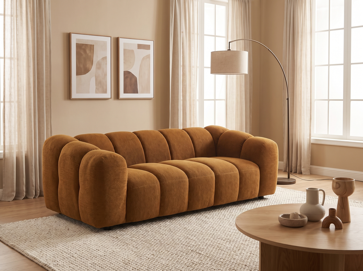 Canapé CLOUD 3 places en tissu tweed bronze - SUNNY