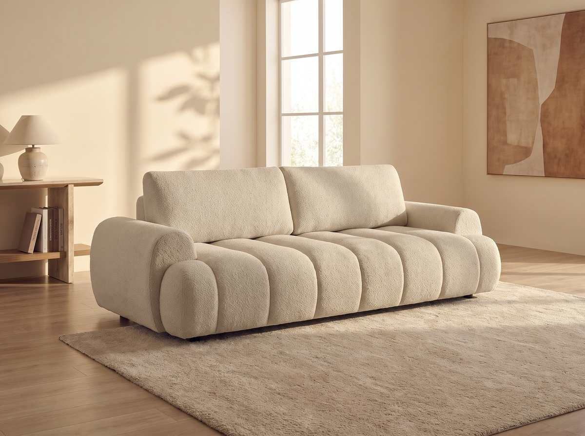 Canapé CLOUD à 4 places convertible beige - FRIDORA
