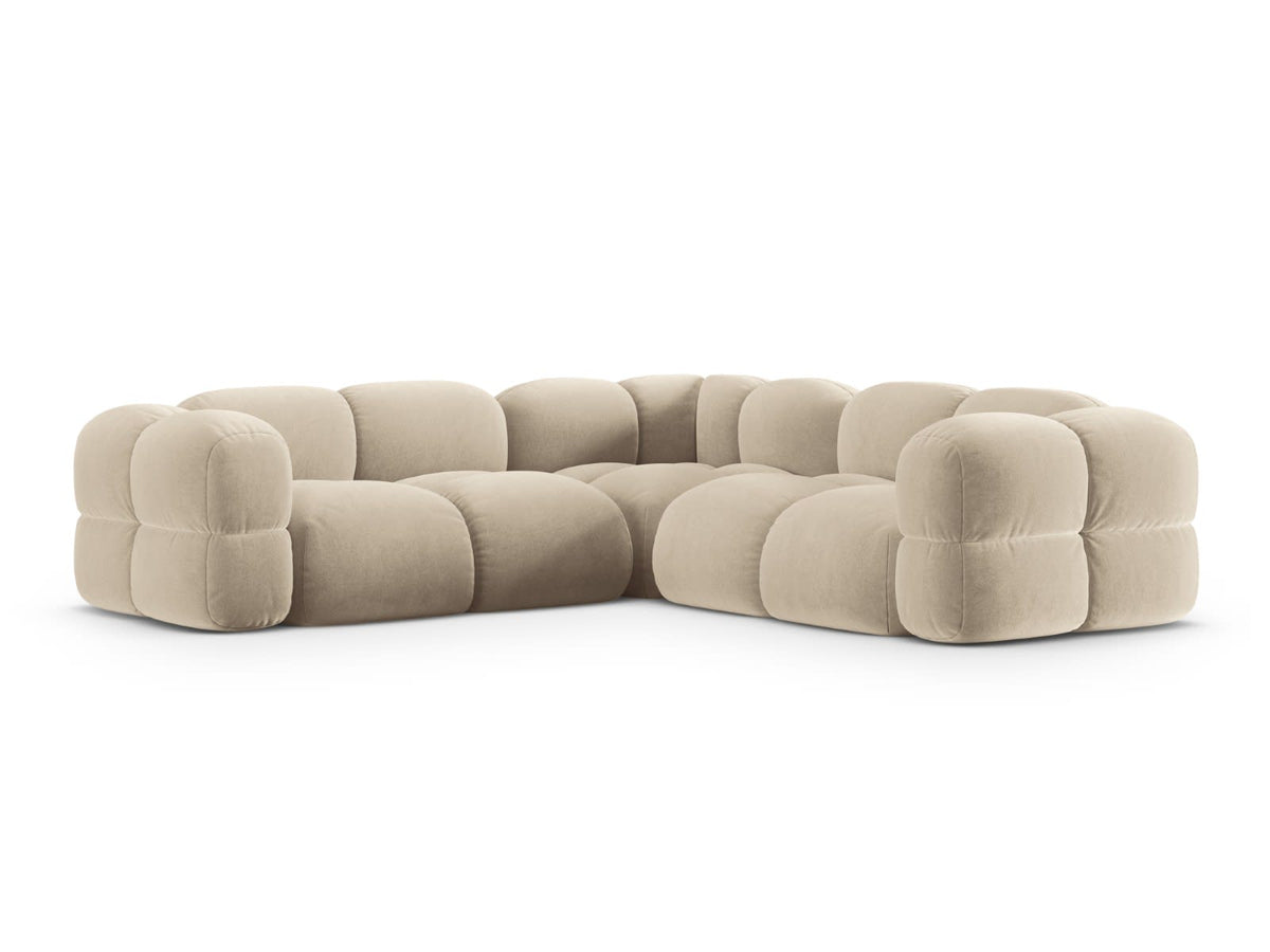 Canapé CLOUD d'angle 4 places en velours beige clair - LORETTO