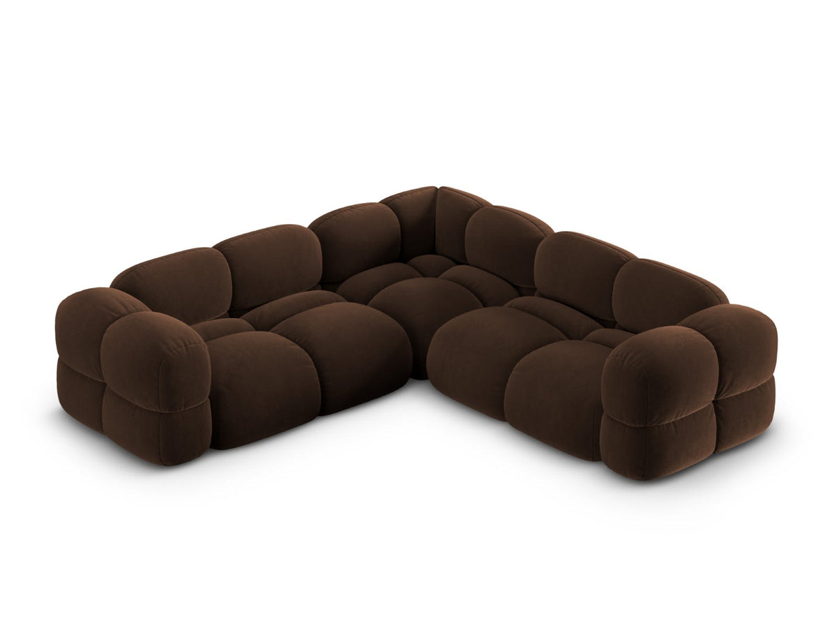 Canapé CLOUD d'angle 4 places en velours chocolat - LORETTO