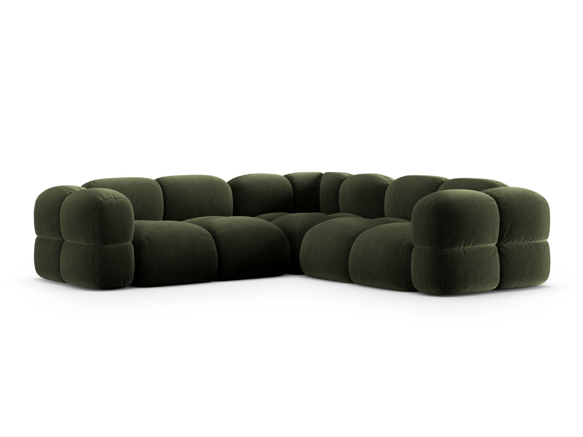 Canapé CLOUD d'angle 4 places en velours vert - LORETTO