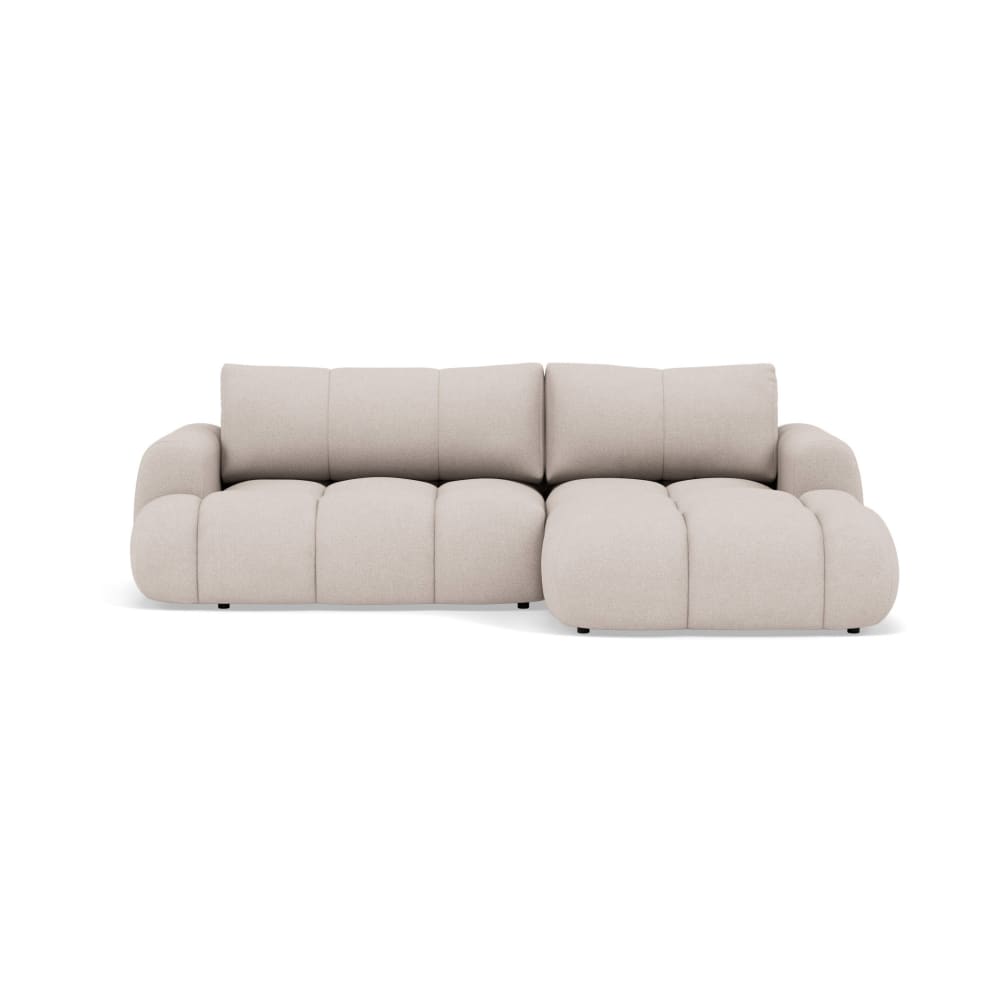 Canapé CLOUD d'angle droit convertible 4 places en tissu bouclette beige - YULIN