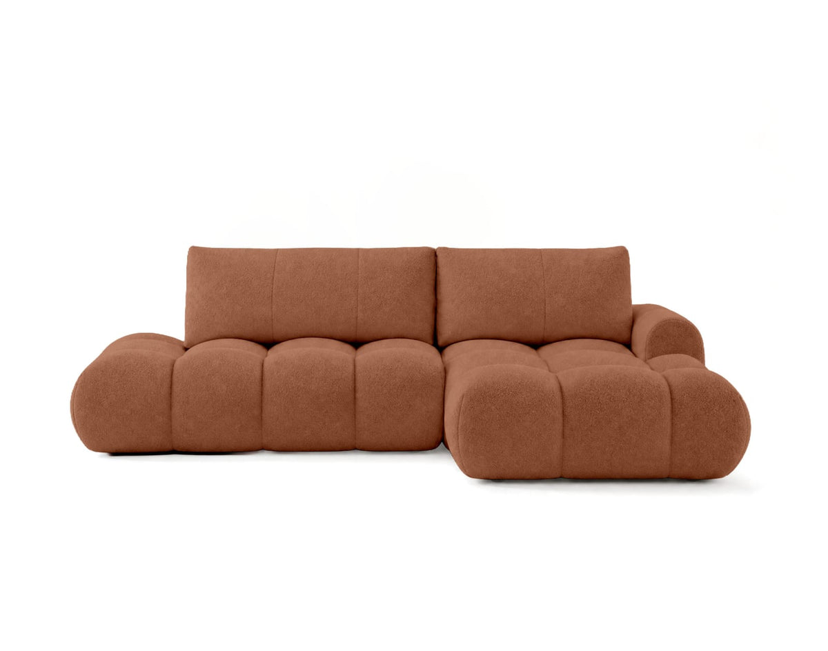 Canapé CLOUD d'angle droit convertible 4 places en tissu bouclette rouille - YULIN