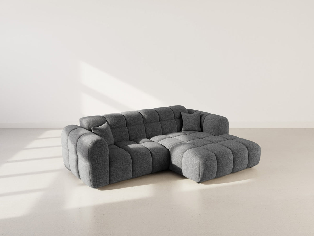 Canapé CLOUD d'angle droit 4 places en tissu texturé gris anthracite - MINI RAY