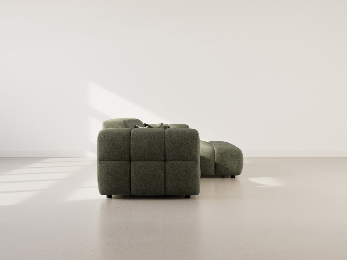 Canapé CLOUD d'angle droit 4 places en tissu texturé vert kaki - MINI RAY