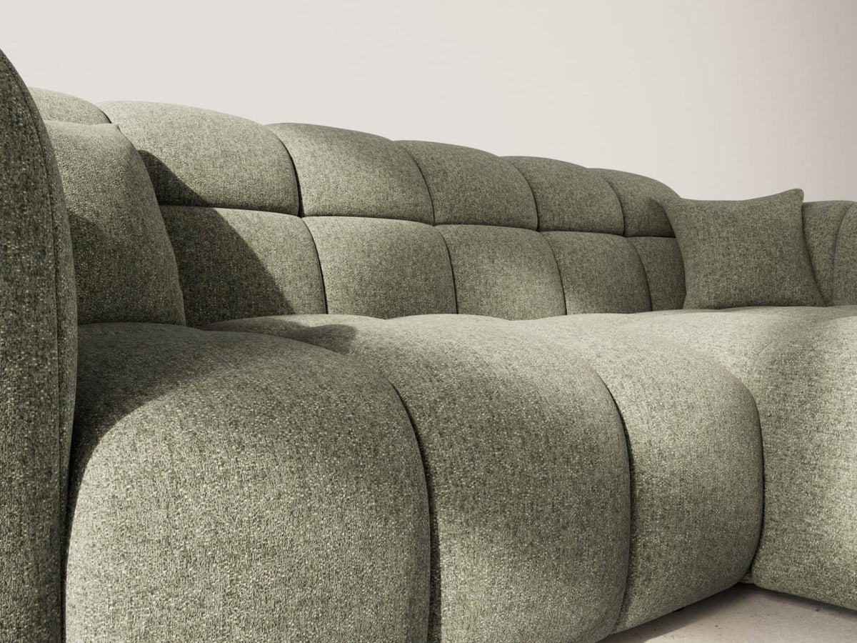 Canapé CLOUD d'angle droit 4 places en tissu texturé vert kaki - MINI RAY