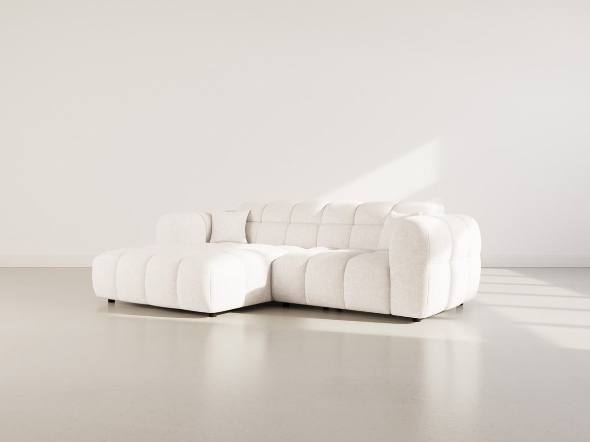 Canapé CLOUD d'angle gauche 4 places en tissu texturé beige - MINI RAY