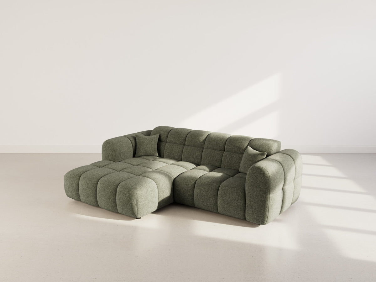 Canapé CLOUD d'angle gauche 4 places en tissu texturé vert kaki - MINI RAY