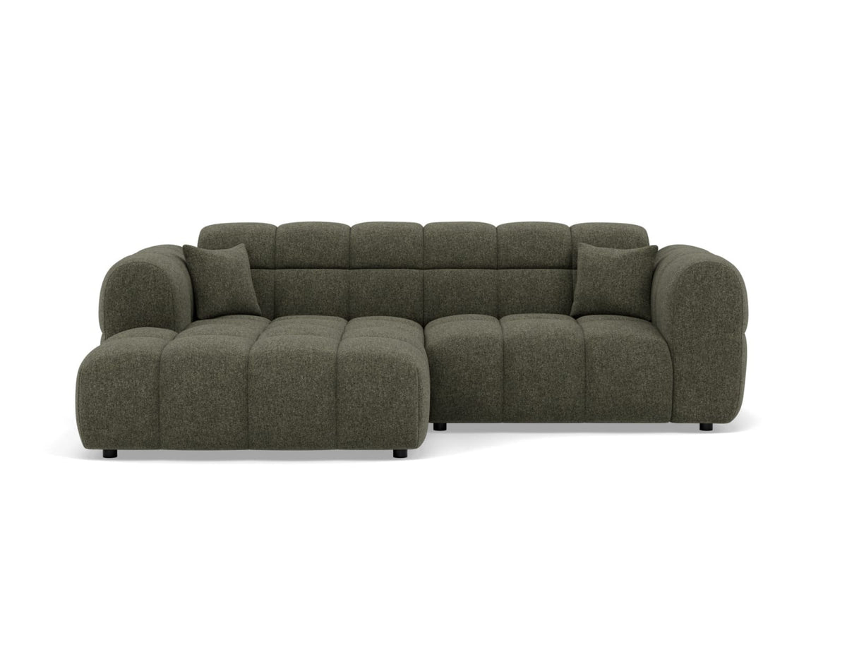 Canapé CLOUD d'angle gauche 4 places en tissu texturé vert kaki - MINI RAY