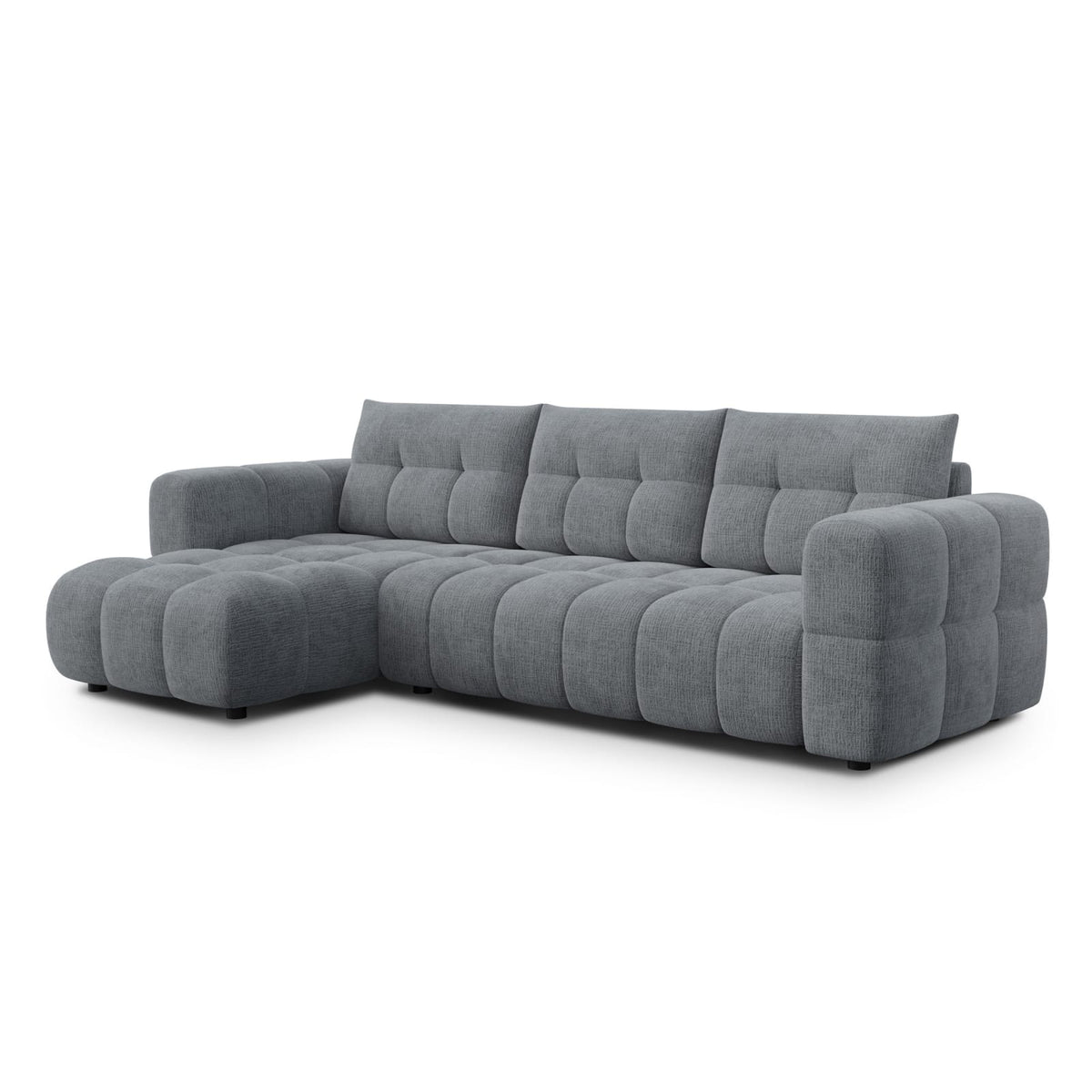 Canapé CLOUD d'angle gauche 4 places en tissu chenille gris foncé - CLOUDI