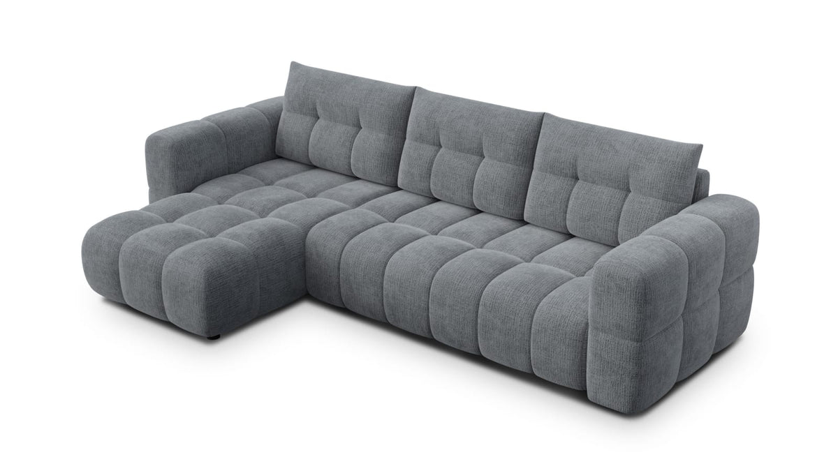 Canapé CLOUD d'angle gauche 4 places en tissu chenille gris foncé - CLOUDI