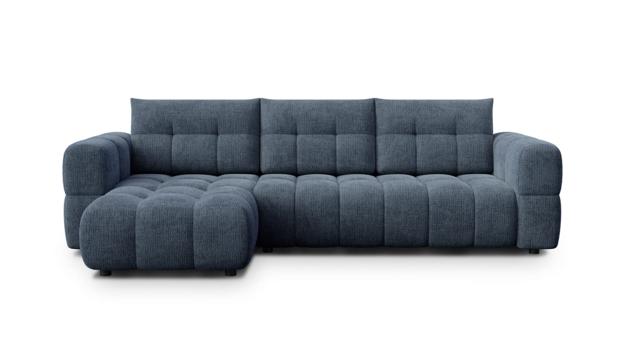 Canapé CLOUD d'angle gauche 4 places en tissu chenille bleu marine - CLOUDI