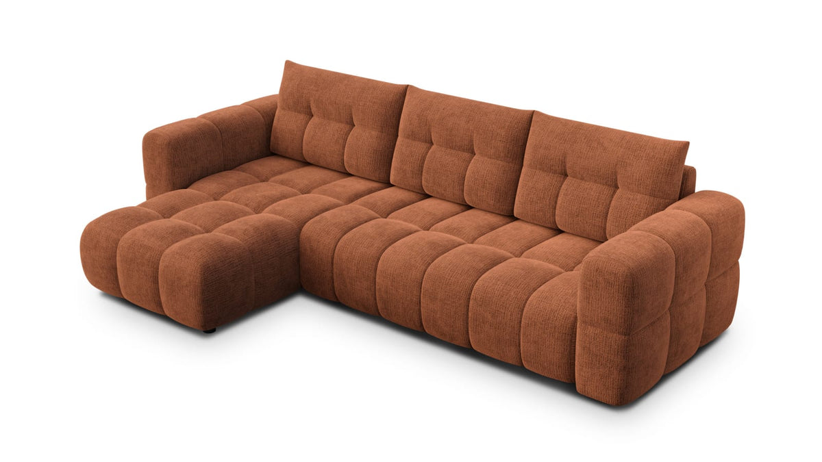 Canapé CLOUD d'angle gauche 4 places en tissu chenille orange - CLOUDI