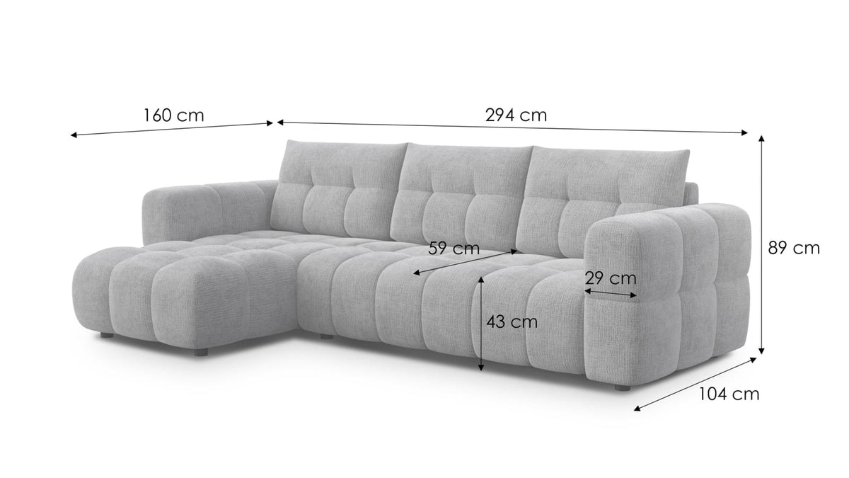 Canapé CLOUD d'angle gauche 4 places en tissu chenille orange - CLOUDI