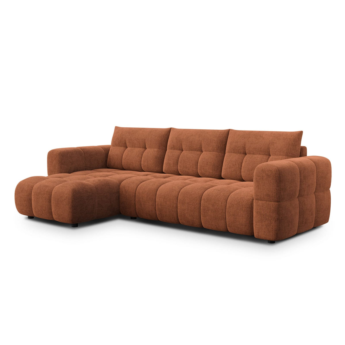 Canapé CLOUD d'angle gauche 4 places en tissu chenille orange - CLOUDI