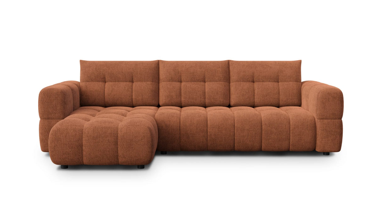 Canapé CLOUD d'angle gauche 4 places en tissu chenille orange - CLOUDI