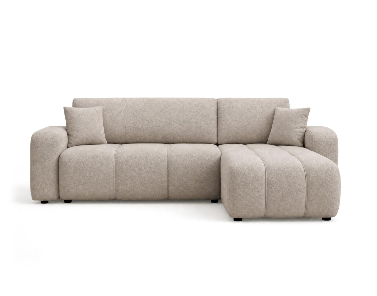 Canapé CLOUD d'angle réversible convertible 4 places en tissu taupe - NICOLE