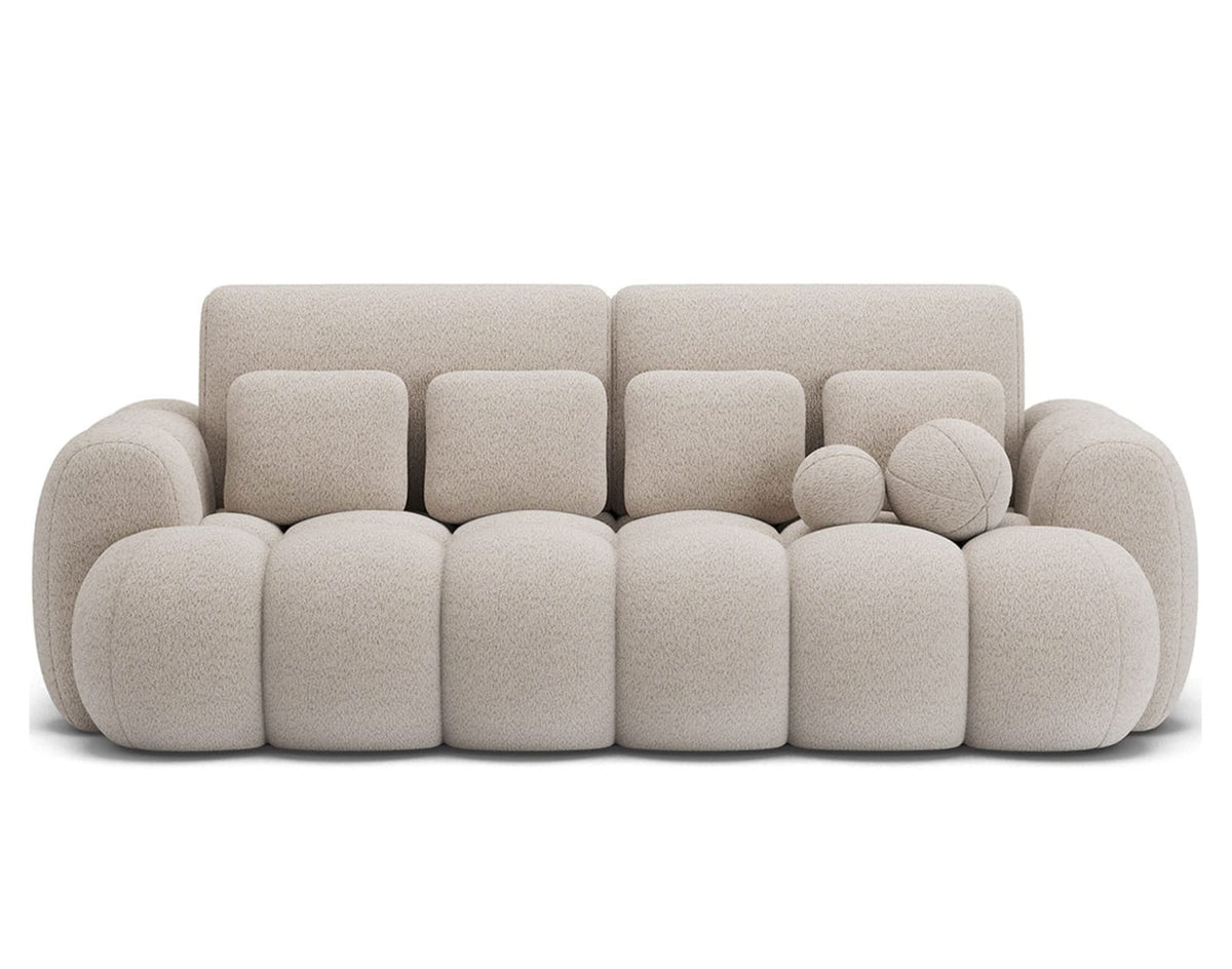 Canapé CLOUD droit convertible 3 places avec coffre en tissu bouclette beige - DORIAN