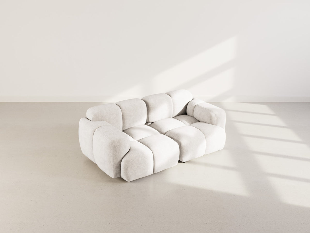 Canapé CLOUD modulable 2 places en velours texturé beige - GRACE