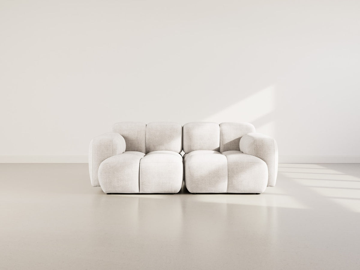 Canapé CLOUD modulable 2 places en velours texturé beige - GRACE