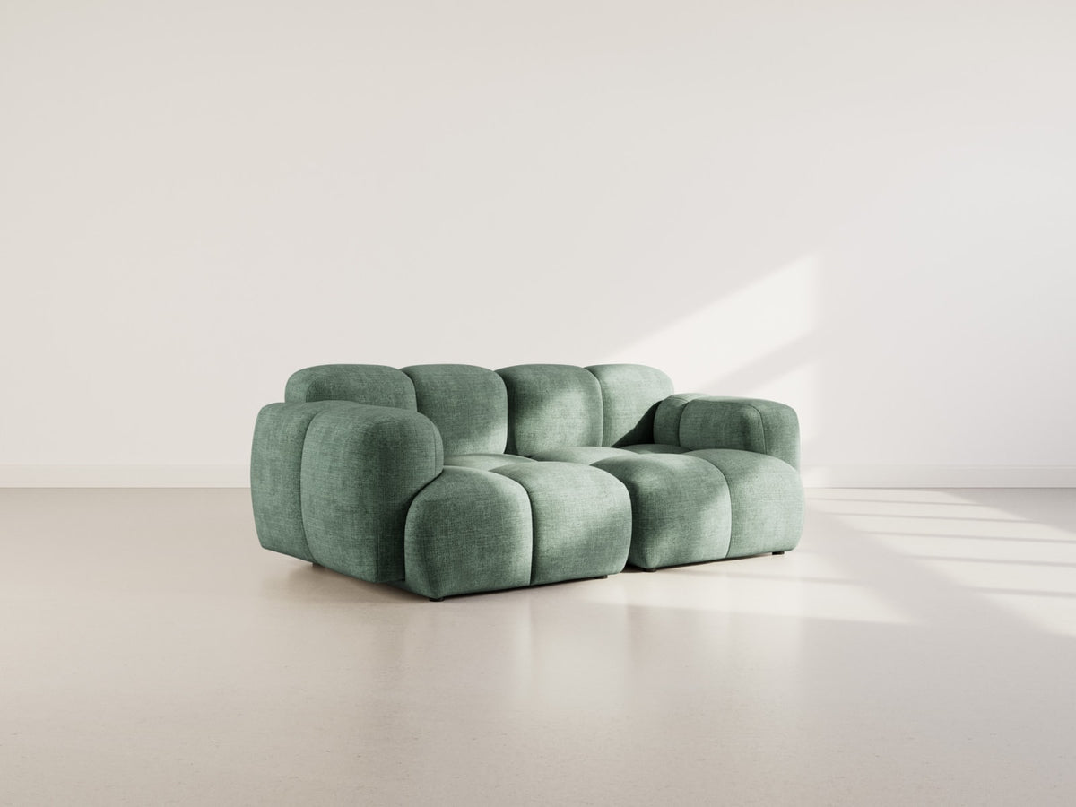 Canapé CLOUD modulable 2 places en velours texturé vert - GRACE