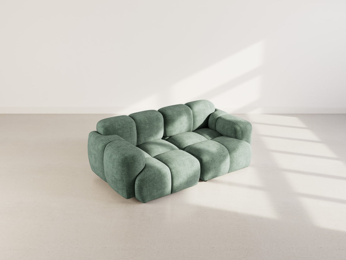 Canapé CLOUD modulable 2 places en velours texturé vert - GRACE