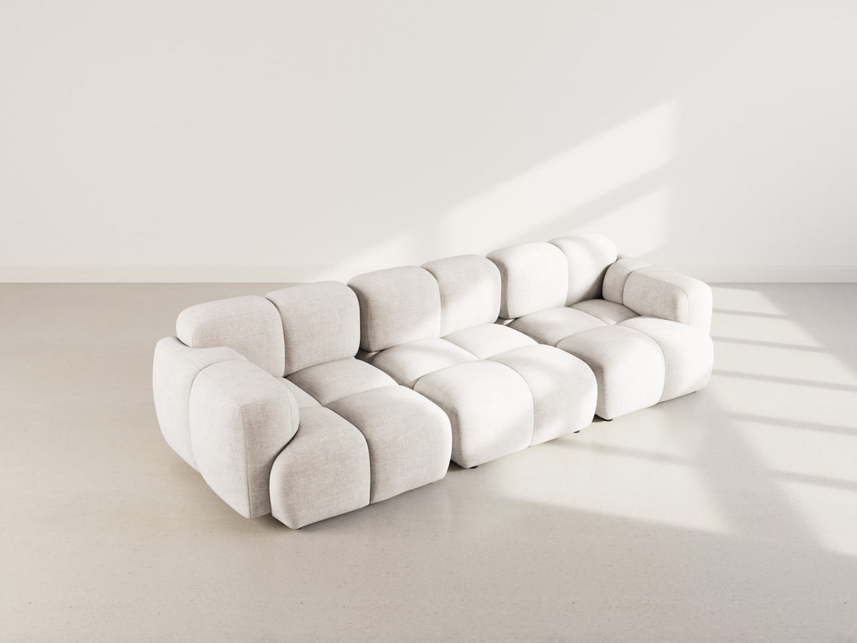 Canapé CLOUD modulable 3 places en velours texturé beige - GRACE