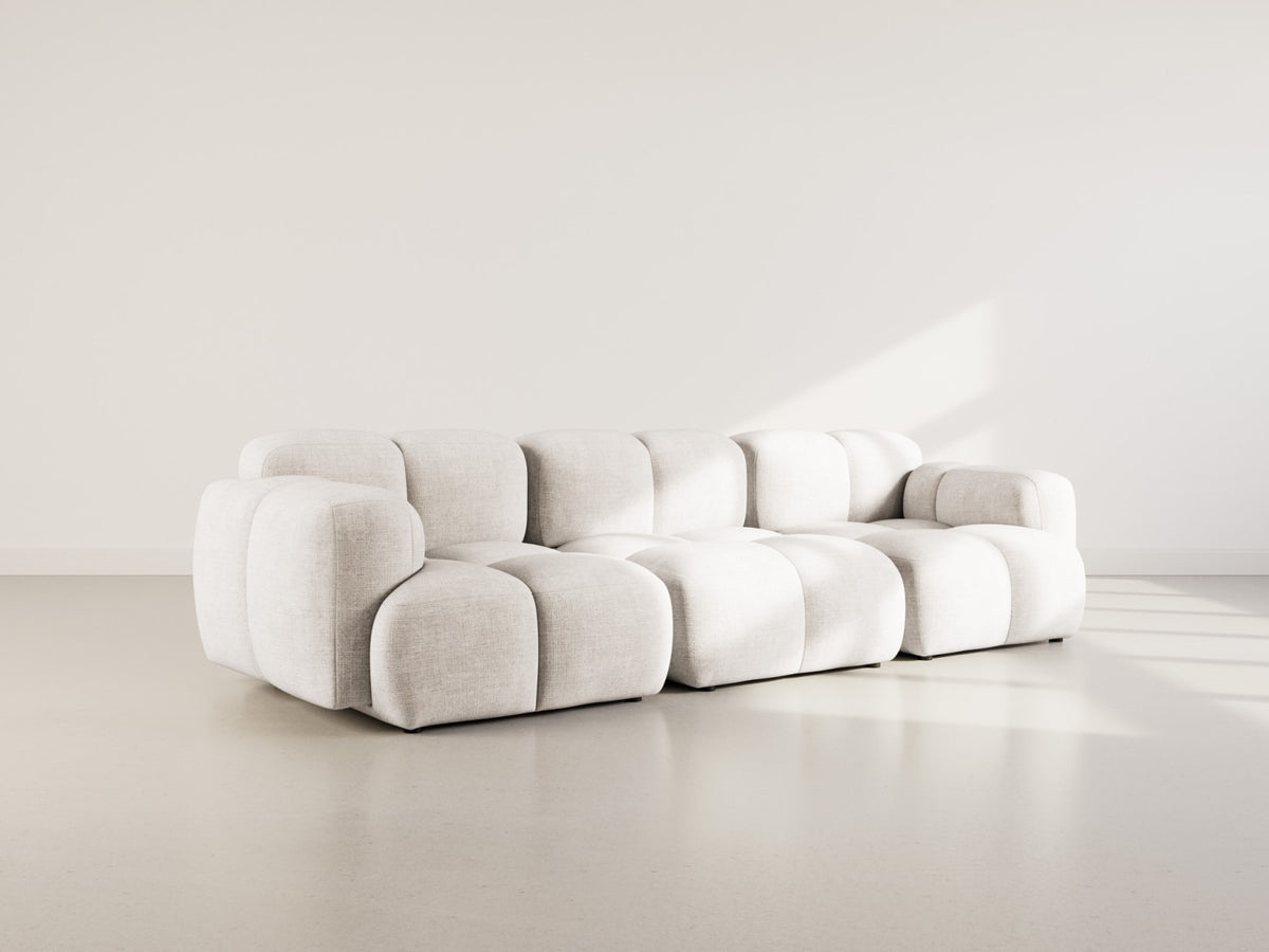 Canapé CLOUD modulable 3 places en velours texturé beige - GRACE
