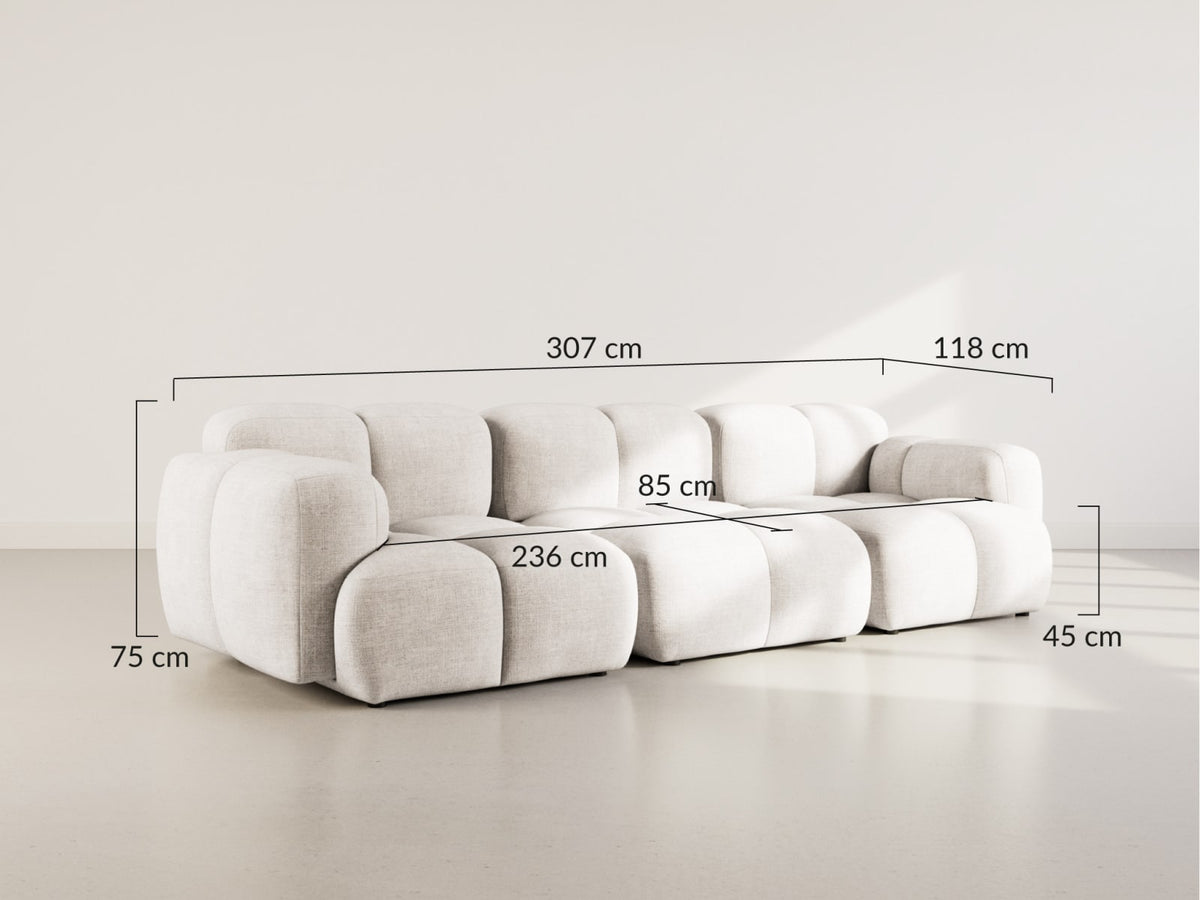 Canapé CLOUD modulable 3 places en velours texturé beige - GRACE