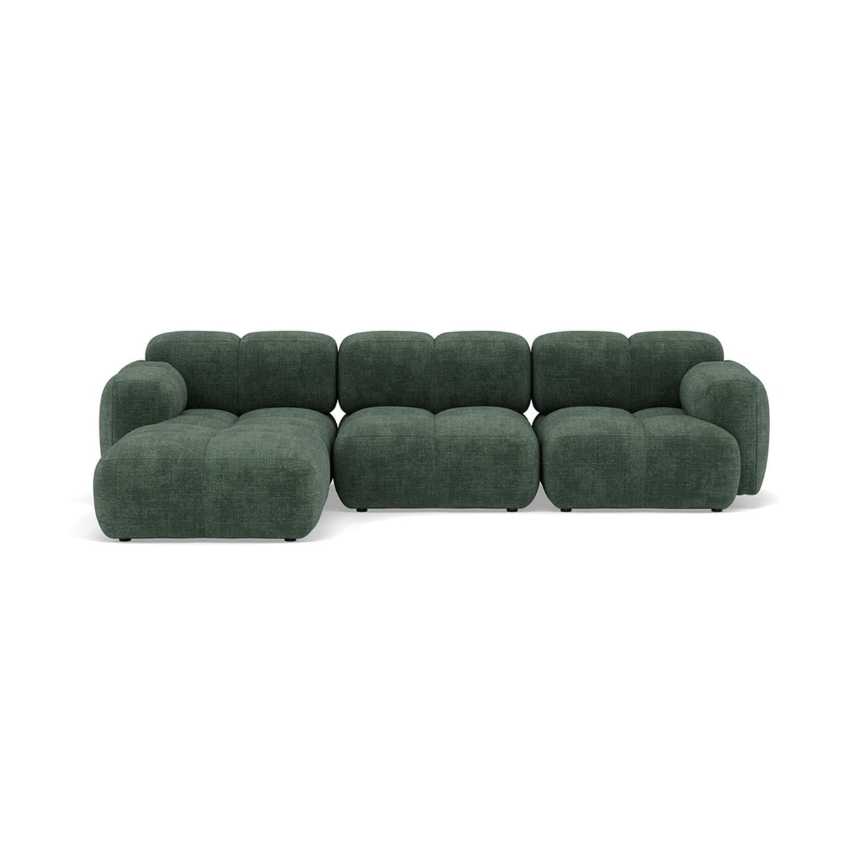 Canapé CLOUD modulable 4 places d'angle réversible en velours texturé vert - GRACE