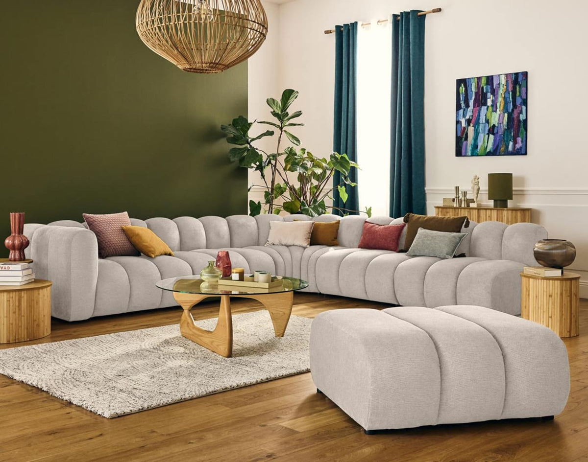 Canapé CLOUD modulable 5 places en tissu texturé beige - DEBBIE