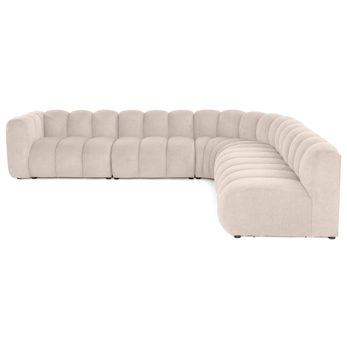 Canapé CLOUD modulable 5 places en tissu texturé beige - DEBBIE